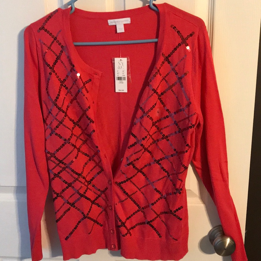 Coral cardigan with sequins